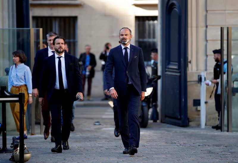 Political party leaders meeting at the Hotel Matignon in Paris