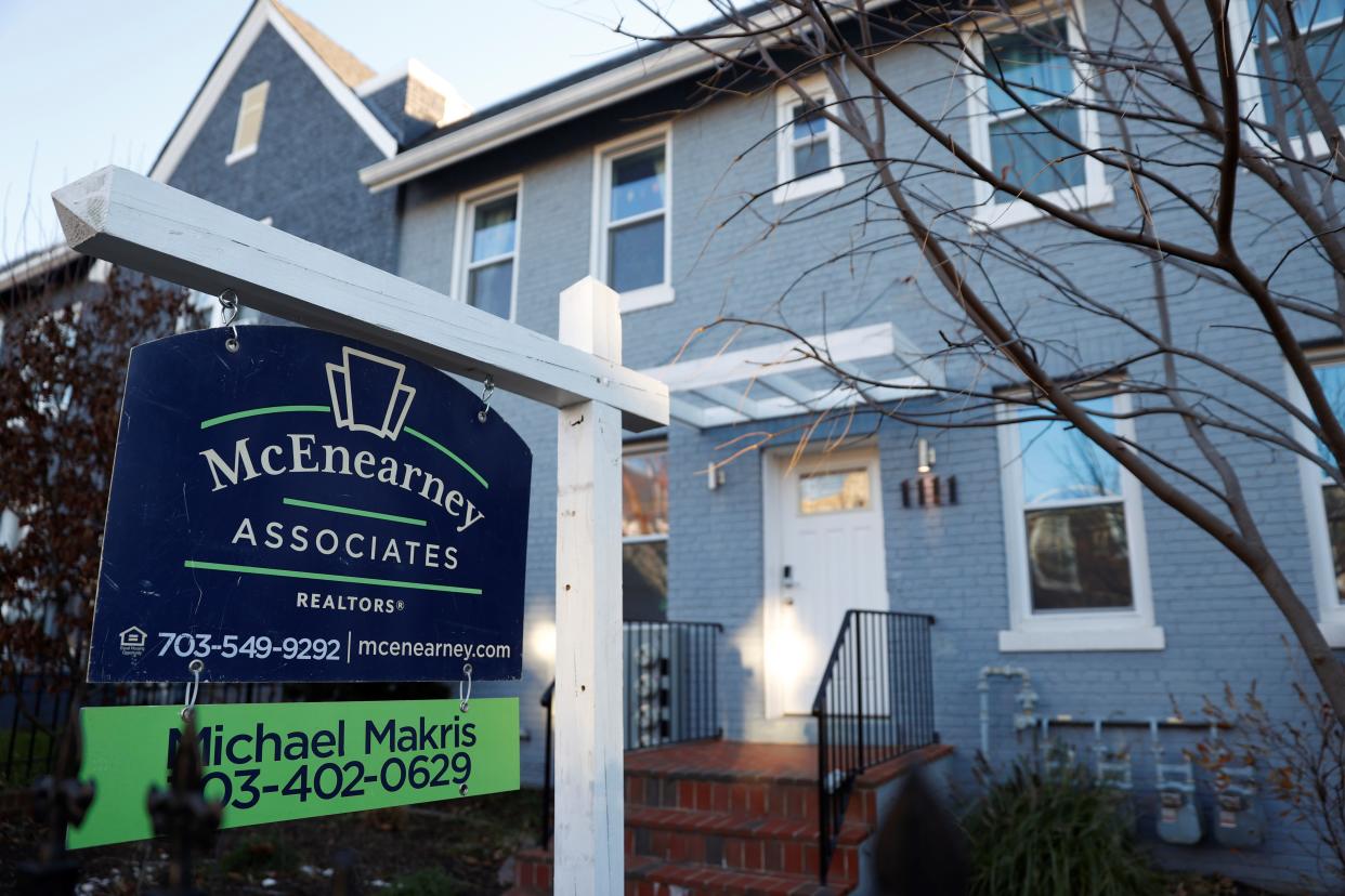 A house on sale is seen in Washington D.C., the United States on Dec. 12, 2021. U.S. annual home price growth remained strong at 18 percent in October, the highest recorded in the 45-year history of the index, according to CoreLogic's Home Price Index. (Photo by Ting Shen/Xinhua via Getty Images)