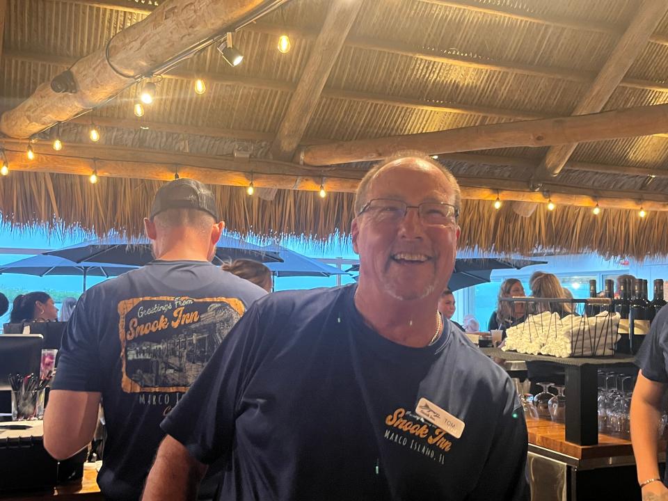 Snook Inn reopened today on Marco Island after a year. Owner Luigi Carvelli said 95% of the staff who had been working at the restaurant in 2022 returned. He has 118 employees. Closed for remodeling Sept. 12, 2022, Hurricane Ian hit on Sept. 28, inflicting major damage.
