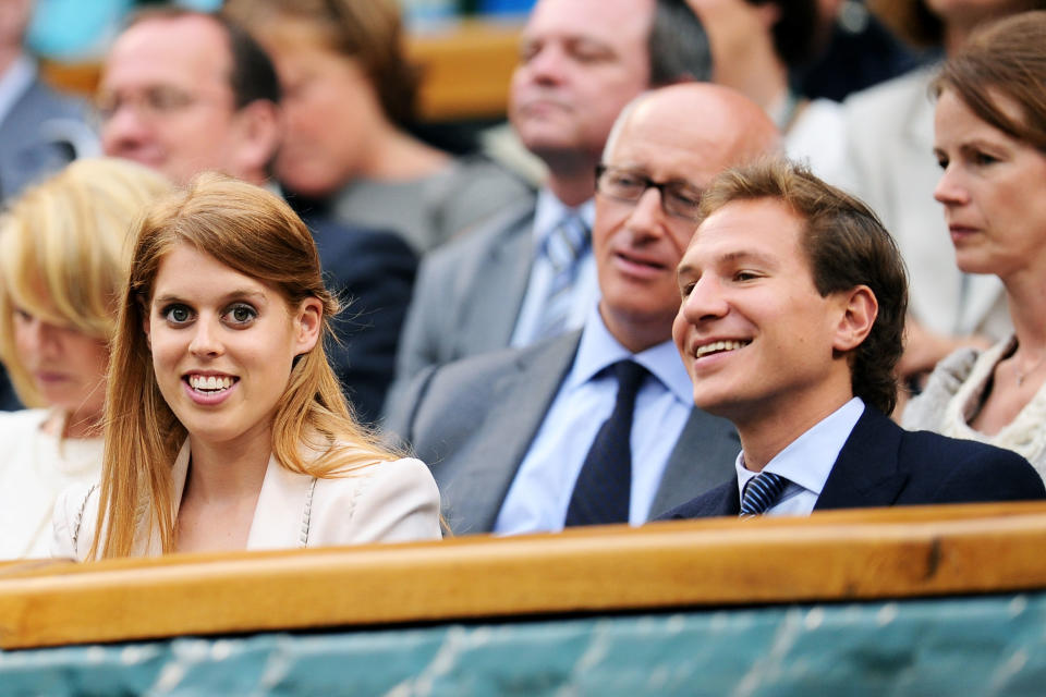 <p>On day eight of the 2011 tournament, Princess Beatrice and her former boyfriend, David Clark, watched from the royal box. <em>[Photo: Getty]</em> </p>