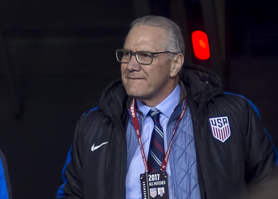 United States Soccer Federation CEO Dan Flynn looks on during the U.S.’s World Cup qualifier against Honduras. He has been with U.S. Soccer since 2000. (Getty)