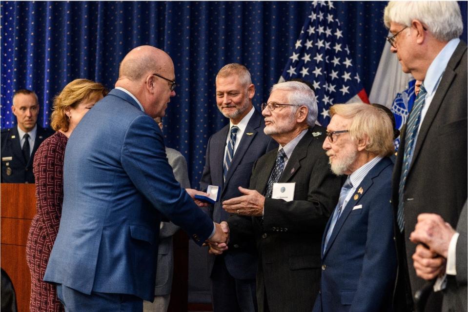 Rep. Jim McGovern honors atomic veterans at a ceremony in Virginia.