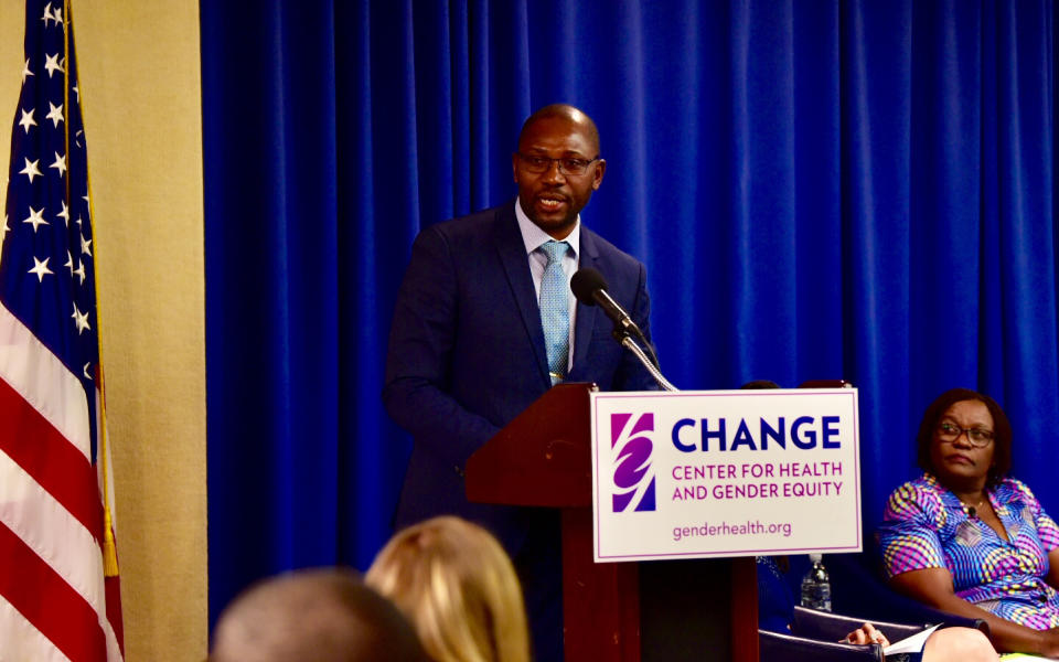 Santos Simione, executive director of AMODEFA, at a panel hosted by CHANGE in Washington, D.C., June 5, 2018. (Photo: Joy Asico/Jason Dixson Photography)