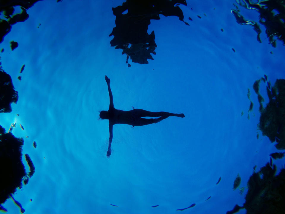 Floating in the pool