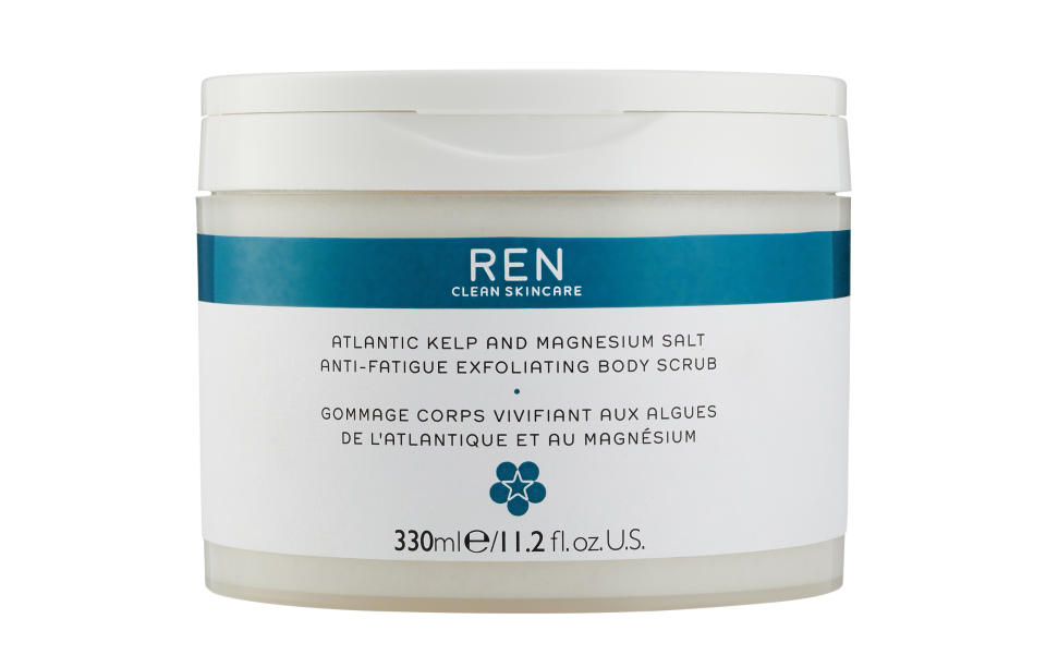 <p><em><a rel="nofollow noopener" href="https://www.renskincare.com/uk/atlantic-kelp-and-magnesium-salt-anti-fatigue-exfoliating-body-scrub.html" target="_blank" data-ylk="slk:REN, £26;elm:context_link;itc:0;sec:content-canvas" class="link ">REN, £26</a></em> </p>