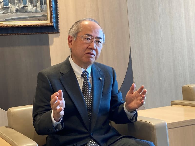 Yoshinori Isozaki, chief executive of Japanese beverage giant Kirin Holdings, poses for a photo during an interview, in Tokyo