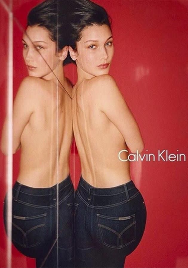 Bella poses in her Calvins for the new Calvin Klein campaign.