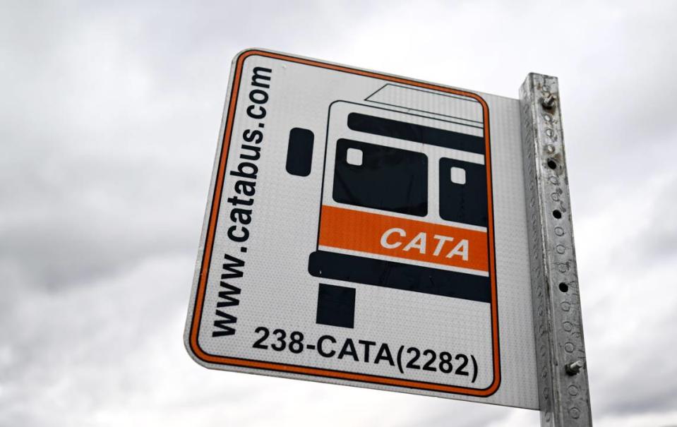 A CATA bus stop on S. Butz Street on Friday, Jan. 26, 2024.