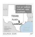 <p>Location of Lockhart, Texas where a hot air balloon crashed early Saturday, July 30, 2016. (AP)</p>