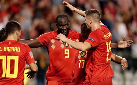 Romelu Lukaku celebrates scoring a goal for Belgium - Credit: Getty images