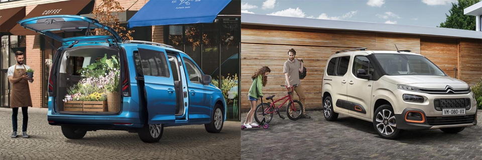 圖／兩款皆為百萬級距7人座多功能廂式MPV，一邊是2023 Ford Tourneo Connect 2.0玩咖版，另一邊是2022 Citroen Berlingo Feel，究竟該選誰好呢？