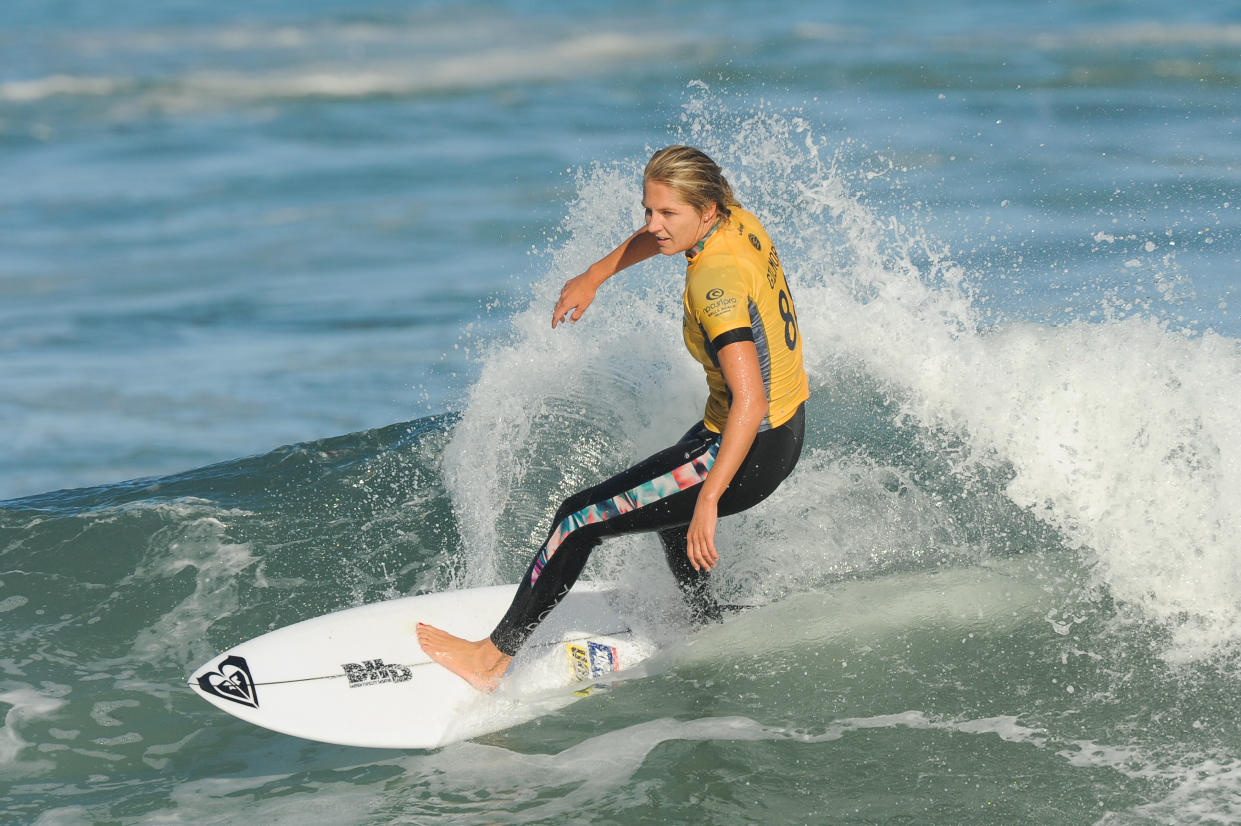 The World Surf League will now give female surfers, like Stephanie Gilmore, the same prize money as male surfers. (Photo by Morgan Hancock/Action Plus via Getty Images)