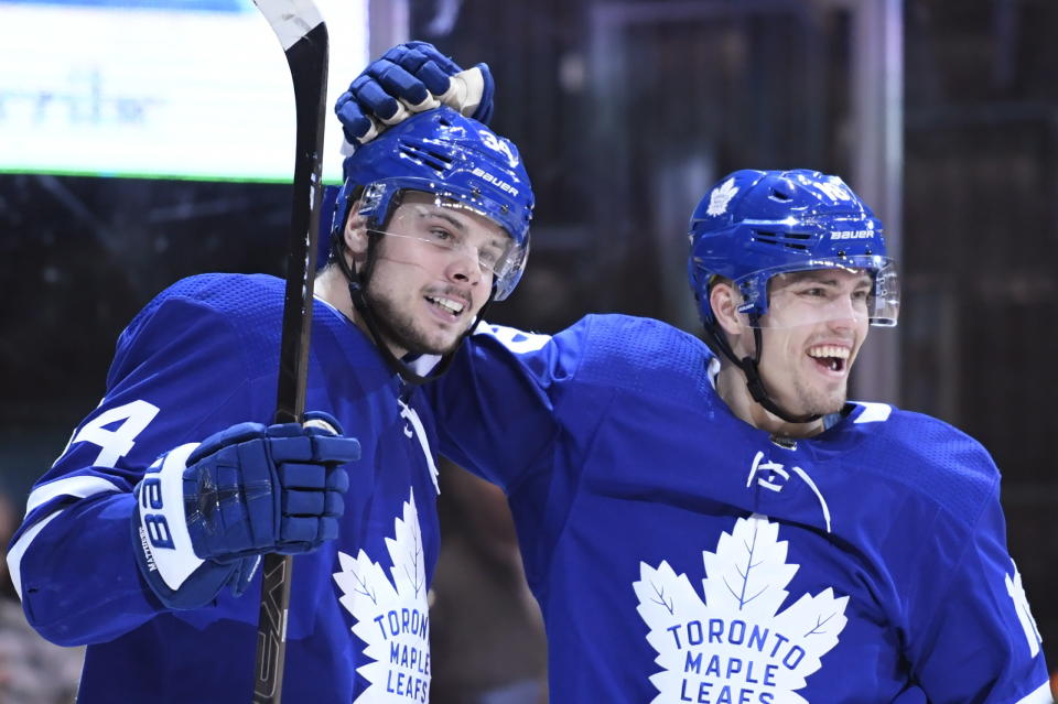 Andreas Johnsson is enjoying — and producing in — his increased role alongside Auston Matthews. (Nathan Denette/The Canadian Press via AP)