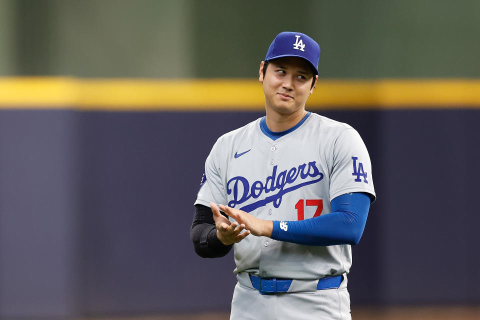 Shohei Ohtani is just the sixth player in MLB history to hit 40 home runs and record 40 stolen bases in a single season. (John Fisher/Getty Images)