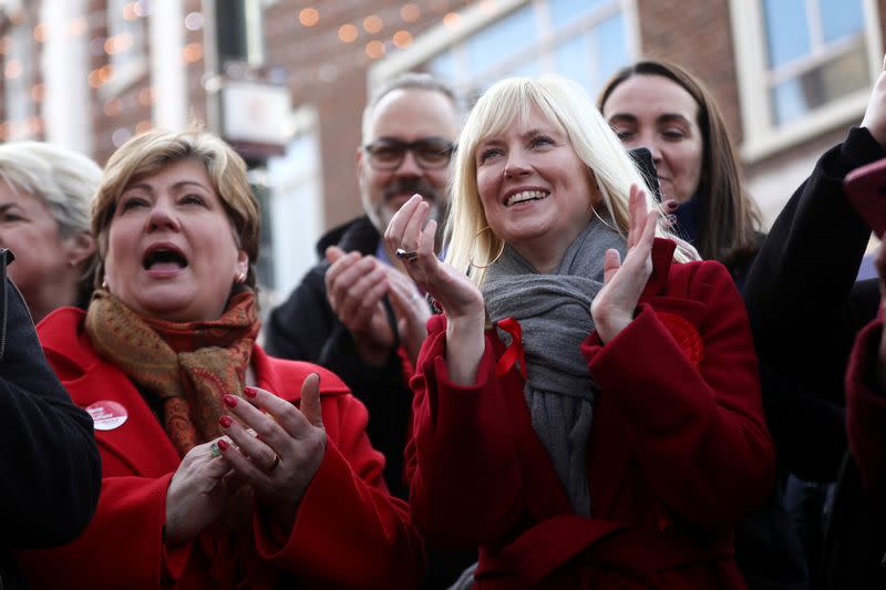 Rosie Duffield and Emily Thornberry attend a rally in Canterbury
