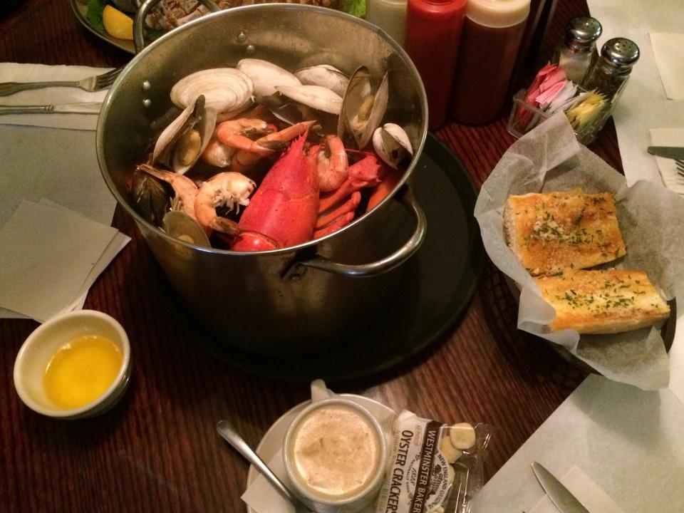 The Clam Bake serves its namesake dish with chowder, garlic bread and, of course, drawn butter.