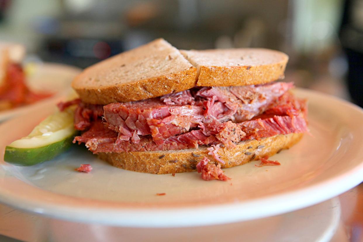 A corned beef sandwich from Jake's Delicatessen.