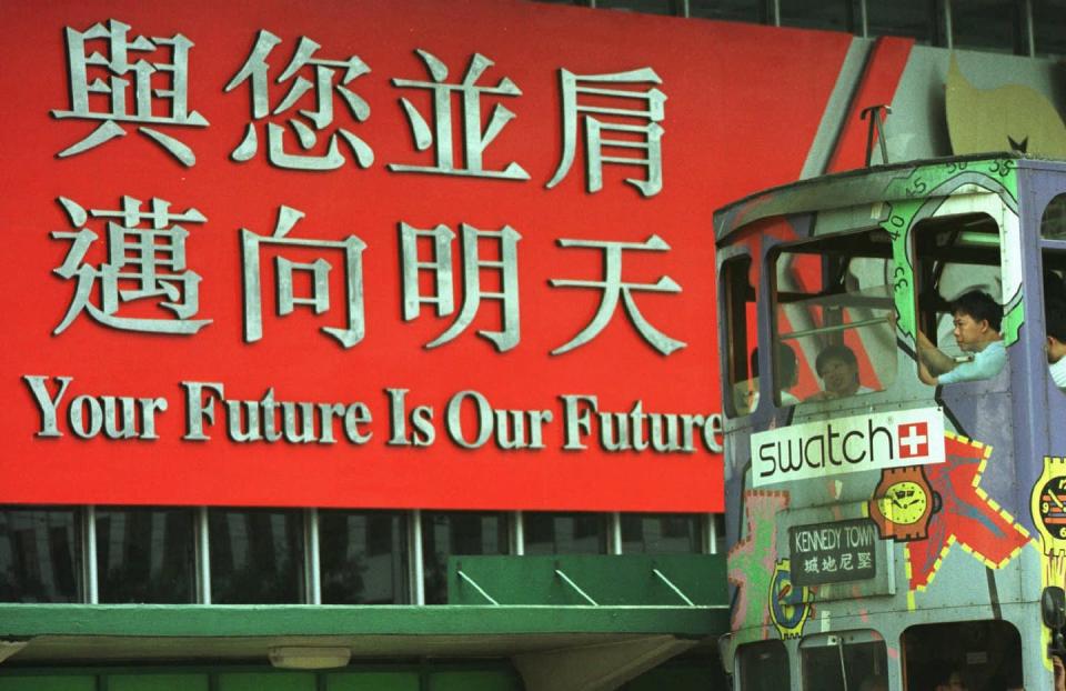 <span class="caption">Despite Hong Kong being promised more than a seat on the bus in 1997, Beijing remains behind the wheel.</span> <span class="attribution"><a class="link " href="http://www.apimages.com/metadata/Index/AP-I-HKG-HK102-HONG-KONG-HANDOVER/0fa6facba8e0da11af9f0014c2589dfb/139/0" rel="nofollow noopener" target="_blank" data-ylk="slk:AP Photo/Mike Fiala;elm:context_link;itc:0;sec:content-canvas">AP Photo/Mike Fiala</a></span>