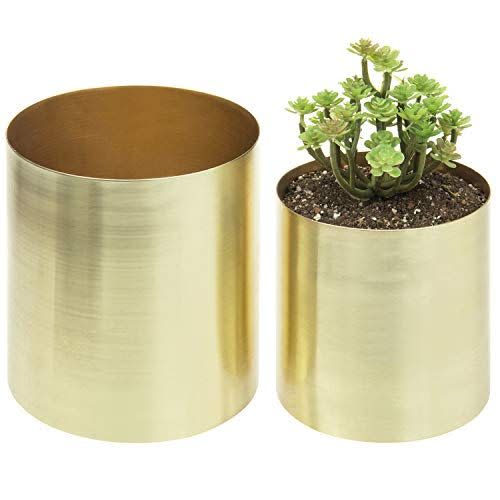 15)  Brushed Brass Plated Pot