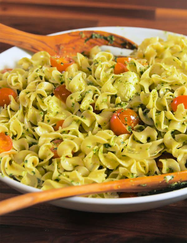 Pesto Caprese Noodle Salad