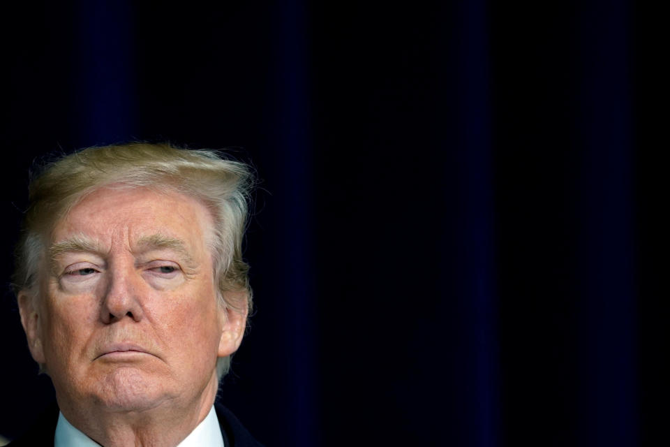 U.S. President Donald Trump speaks to the media after the Congressional Republican Leadership retreat at Camp David, Maryland, U.S., January 6, 2018. REUTERS/Yuri Gripas TPX IMAGES OF THE DAY