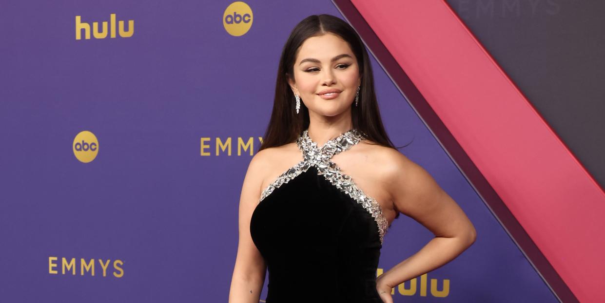 Selena Gomez hit the 2024 Emmys in crystalencrusted halter gown