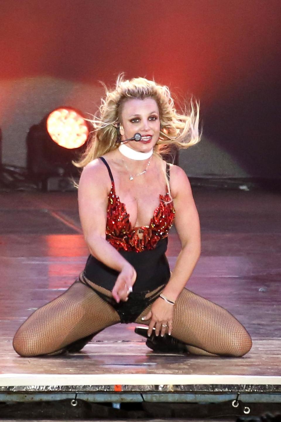 Glitzy: Spears donned the look on-stage (SplashNews.com)