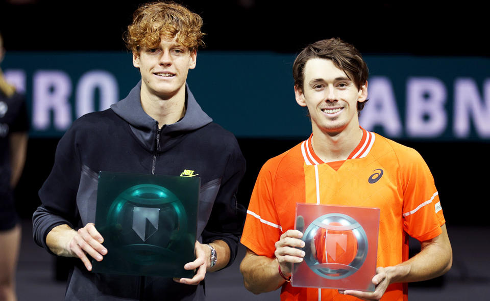 Jannik Sinner and Alex de Minaur after Rotterdam Open final.