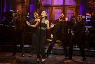 <p>The musical number in Ariana Grande's 2016 opening monologue was made more memorable when the pop star flubbed a line and accidentally muttered "oh s—" before proceeding with the song.</p>