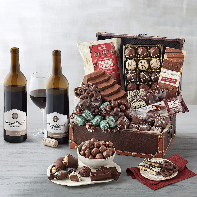 <p><a href="https://go.redirectingat.com?id=74968X1596630&url=https%3A%2F%2Fwww.harryanddavid.com%2Fh%2Fwine%2Fwine-and-chocolate%2FCHOCWIN&sref=https%3A%2F%2Fwww.esquire.com%2Ffood-drink%2Fg38036473%2Fbest-wine-gift-baskets%2F" rel="nofollow noopener" target="_blank" data-ylk="slk:Shop Now;elm:context_link;itc:0;sec:content-canvas" class="link rapid-noclick-resp">Shop Now</a></p><p>Deluxe Chest of Chocolates with Wine</p><p>$139.99</p><p>harryanddavid.com</p>