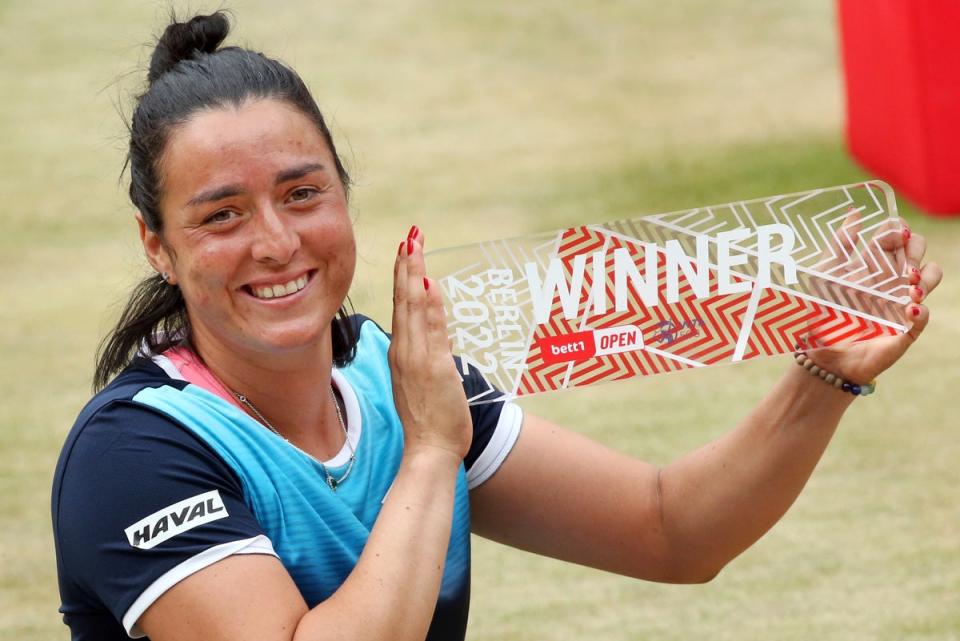 Ons Jabeur won the grass-court warm-up event in Berlin (Wolfgang Kumm/dpa via AP) (AP)