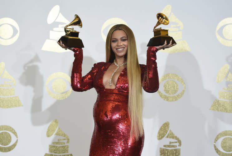 Beyoncé at the 2017 Grammys. (Photo: AP Image)