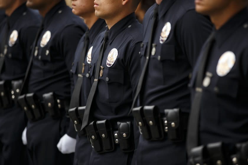 Los Angeles Police Department Recruit Officers from the 12-15 class graduate at the LAPD Parker Cent