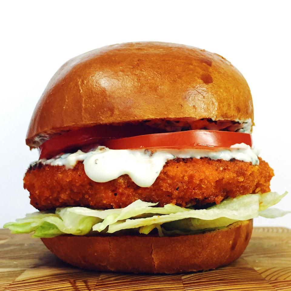 Buffalo Chicken Burger with Blue Cheese Ranch