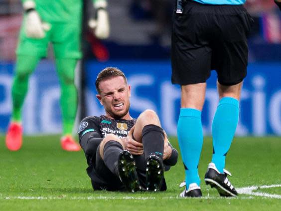 Jordan Henderson suffered a hamstring injury against Atletico (Getty)