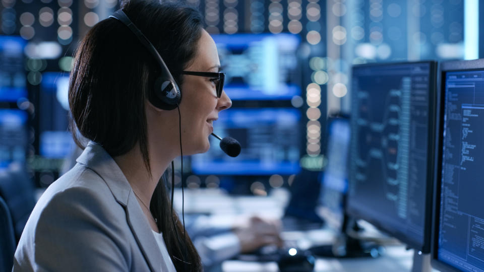 a dispatcher talking with a headset