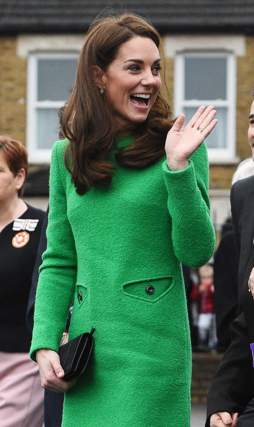 Kate Middleton brightens up a dreary day in kelly green