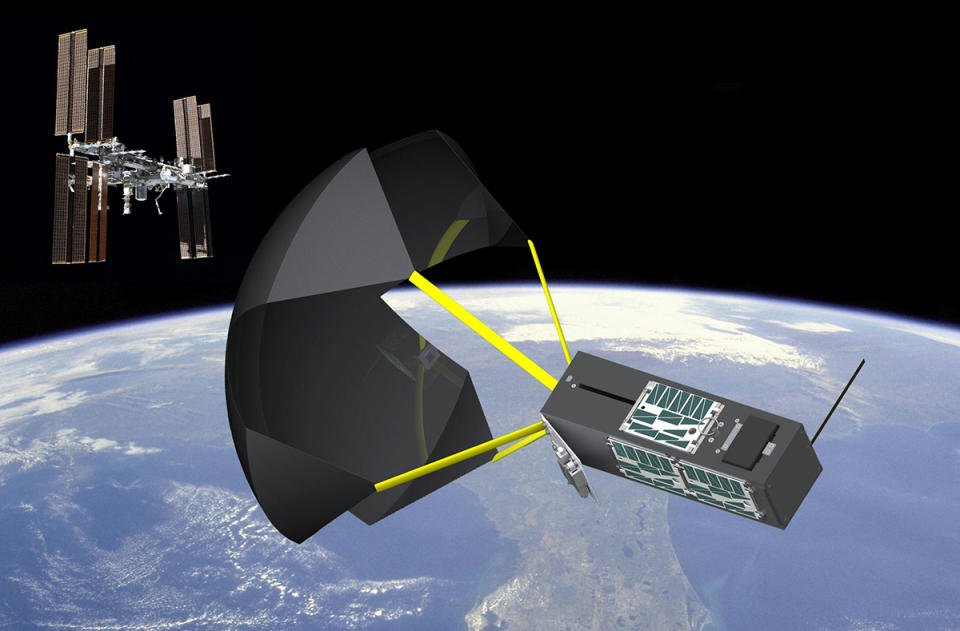 The ISS has been deploying a series of small Technology Education Satellites (TechEdSat / TES) as testbeds for new technology. The latest launches of TES-4 have been aimed at developing its Exo-Brake, which is a non-propulsive means of de-orbiting spacecraft for a controlled return to the surface.