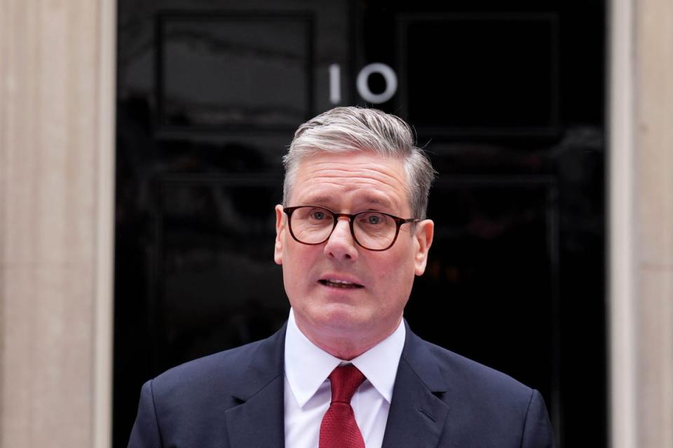 Newly elected Prime Minister Sir Keir Starmer gives a speech at his official London residence at No 10 Downing Street (James Manning/PA) (PA Wire)