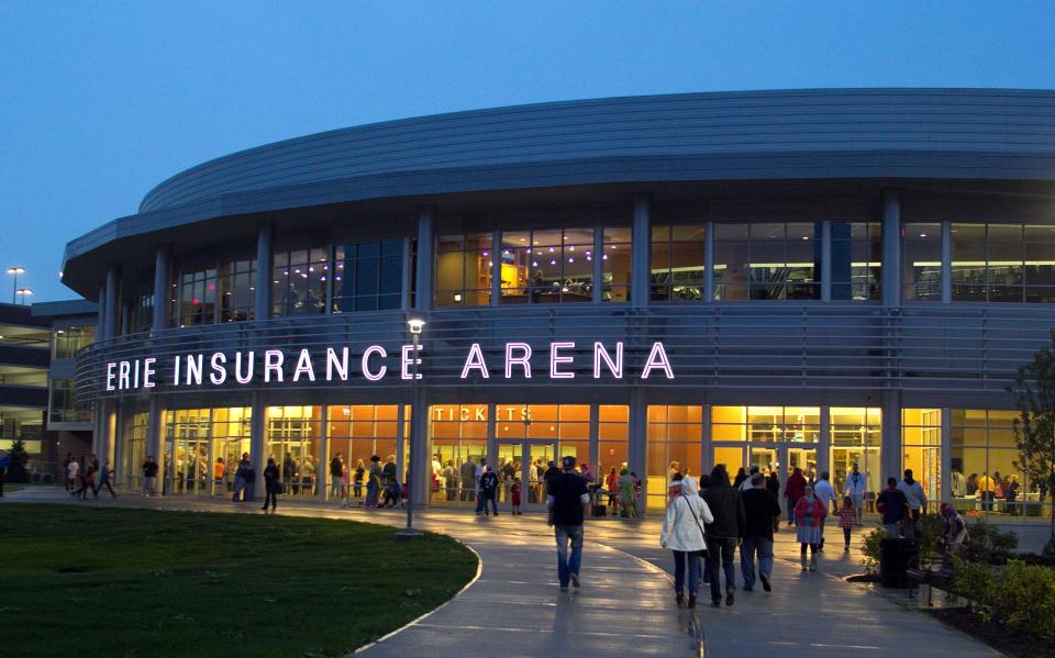 This is a file photo from the Erie Otters' season opener and inaugural event at the renovated Erie Insurance Arena in Erie on Oct. 5, 2013. 