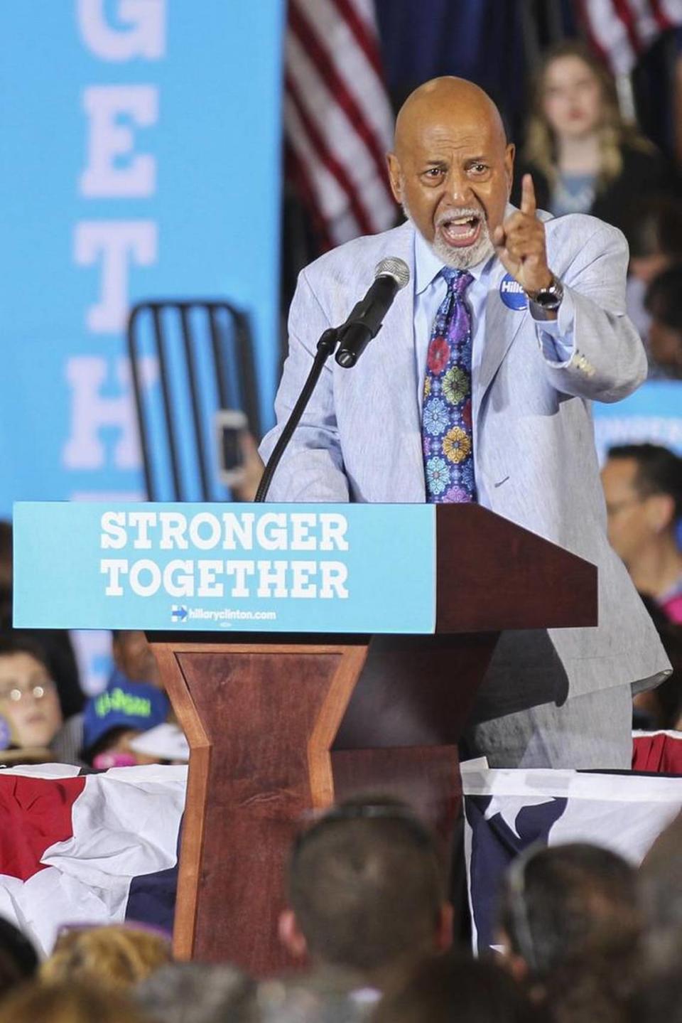 Alcee Hastings speaks in support of presidential candidate Hillary Clinton in Coral Springs in 2016.