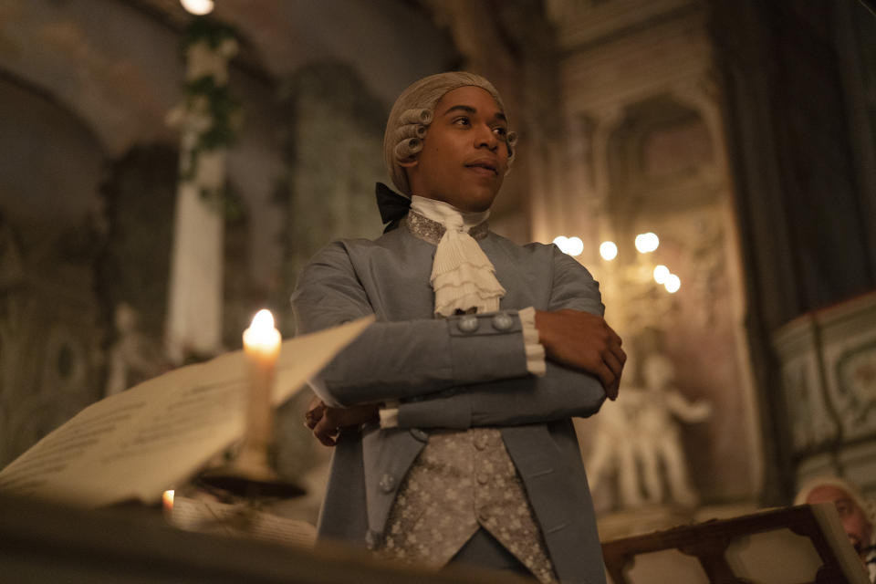 This image released by Searchlight Pictures shows Kelvin Harrison Jr. in a scene from "Chevalier." (Searchlight Pictures via AP)