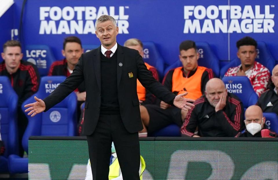 Ole Gunnar Solskjaer shows his frustration during the defeat to Leicester (Mike Egerton/PA) (PA Wire)