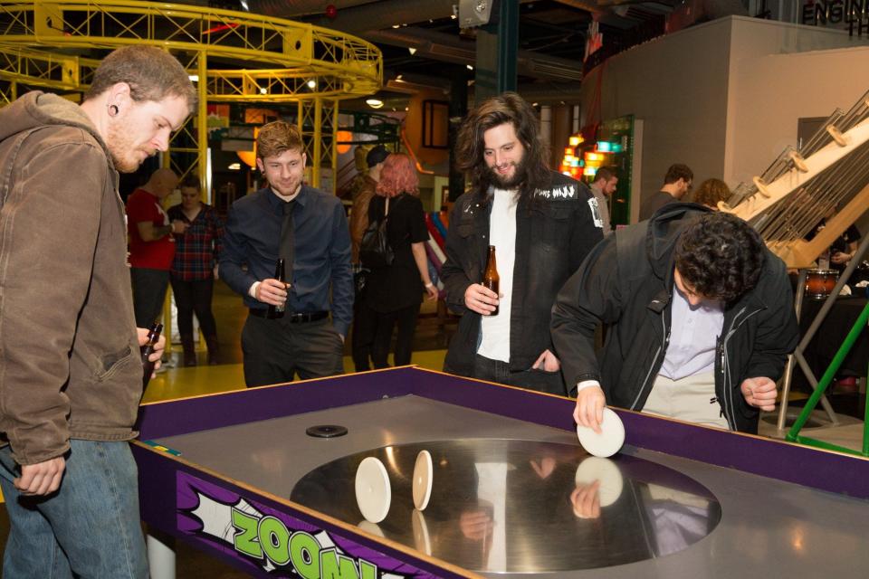 Attendees at an After Dark event at the Michigan Science Center in Detroit in 2023.