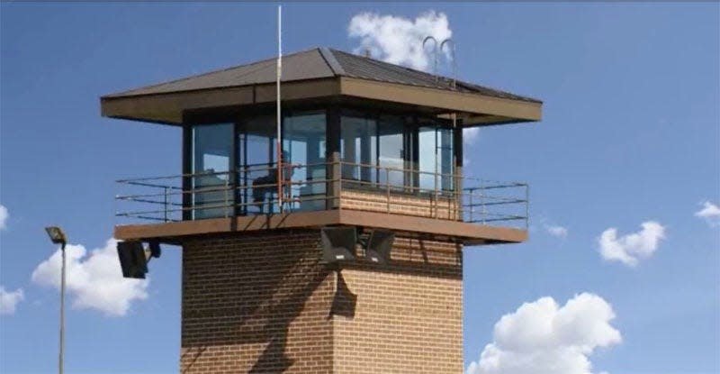 A Department of Corrections prison watch tower. Credit: Screen grab, Department of Corrections video