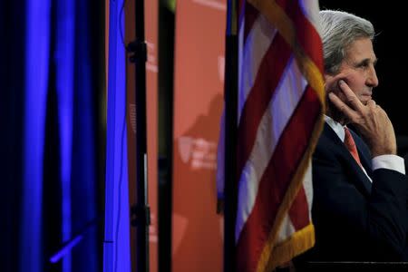 U.S. Secretary of State John Kerry listens to a question from student during an event sponsored by Harvard University in Cambridge, Massachusetts October 13, 2015. REUTERS/Brian Snyder