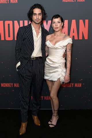 <p>Unique Nicole/Getty </p> Avan Jogia and Halsey in West Hollywood in April 2024