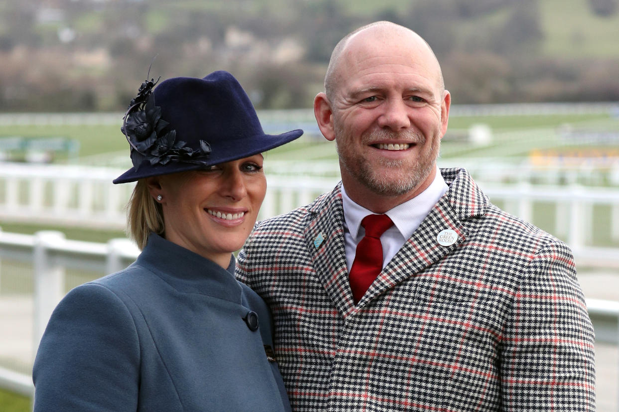 Zara Tindall and Mike Tindall during day three of the Cheltenham Festival at Cheltenham Racecourse. (Photo by Andrew Matthews/PA Images via Getty Images)