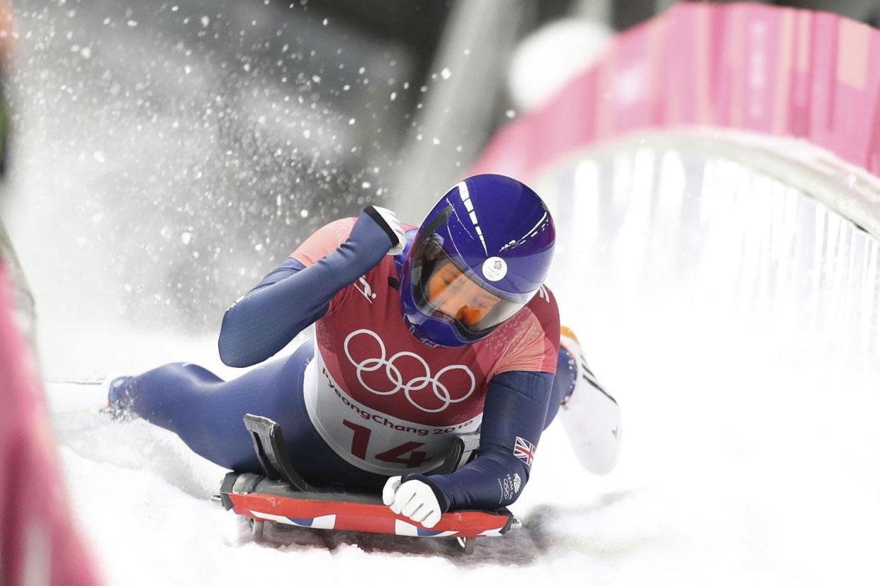 The Team GB skeleton suits were specially made to make Yarnold as aerodynamic as possible: Bai Xuefei/Xinhua News Agency/eyevine