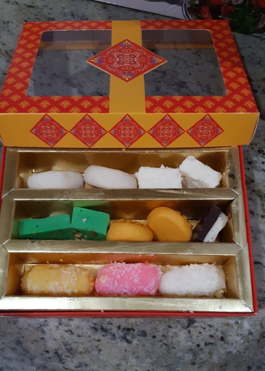 Boxes of a variety of sweets are popular for the holiday of Diwali at Om Indian Bistro.